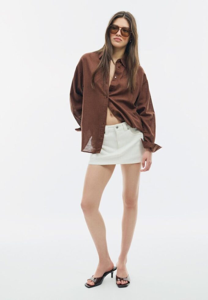 Flytende skjorte i lin-look