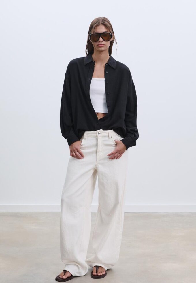 Flytende skjorte i lin-look