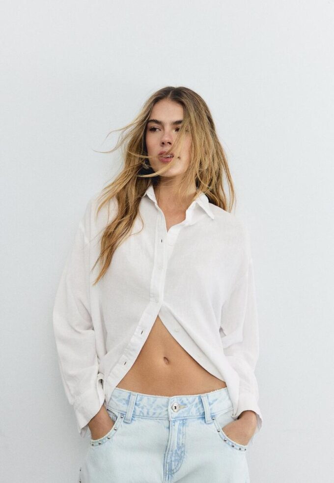 Flytende skjorte i lin-look