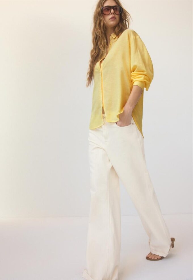 Flytende skjorte i lin-look