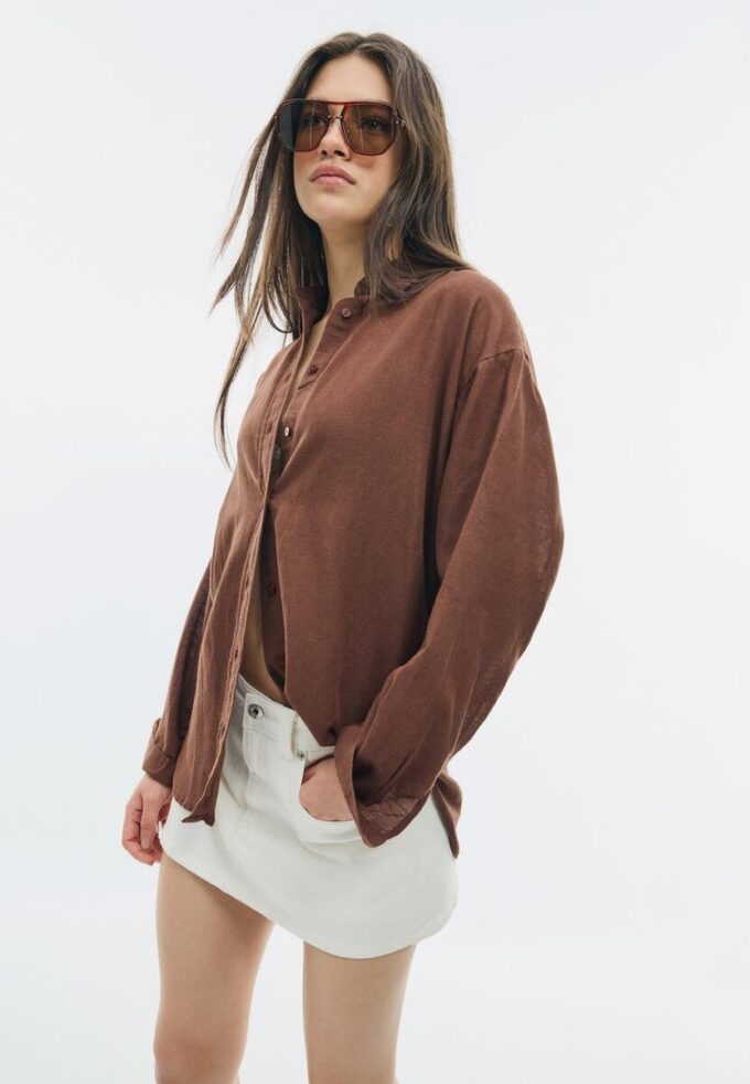 Flytende skjorte i lin-look