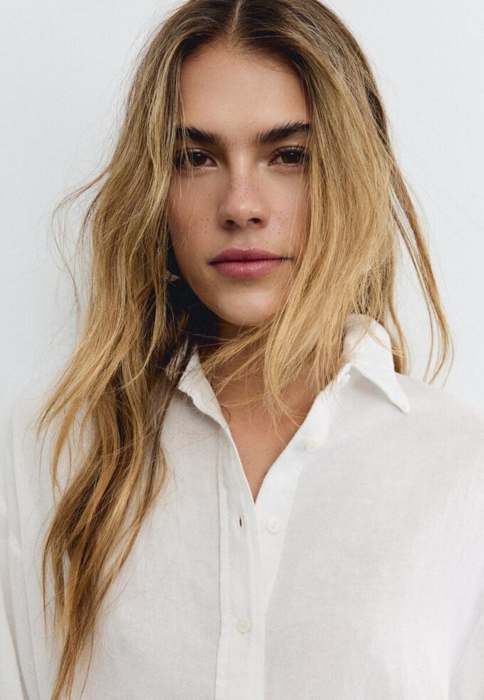 Flytende skjorte i lin-look