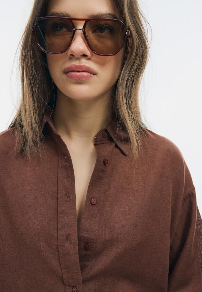 Flytende skjorte i lin-look