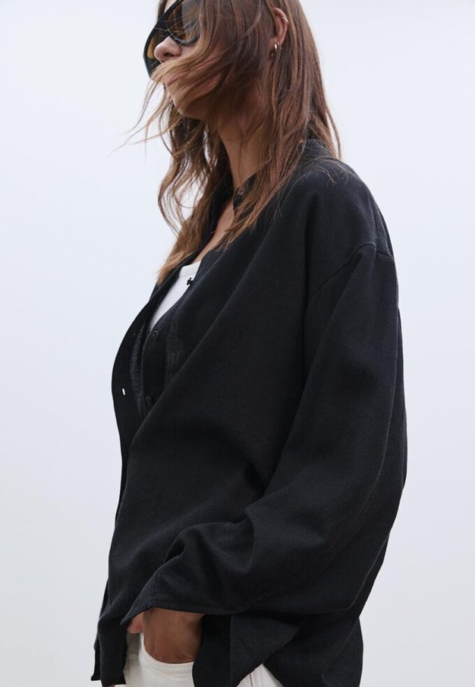 Flytende skjorte i lin-look