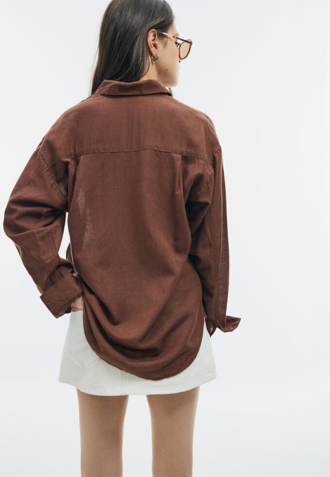 Flytende skjorte i lin-look