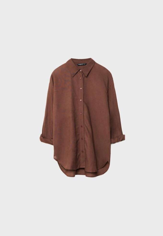 Flytende skjorte i lin-look