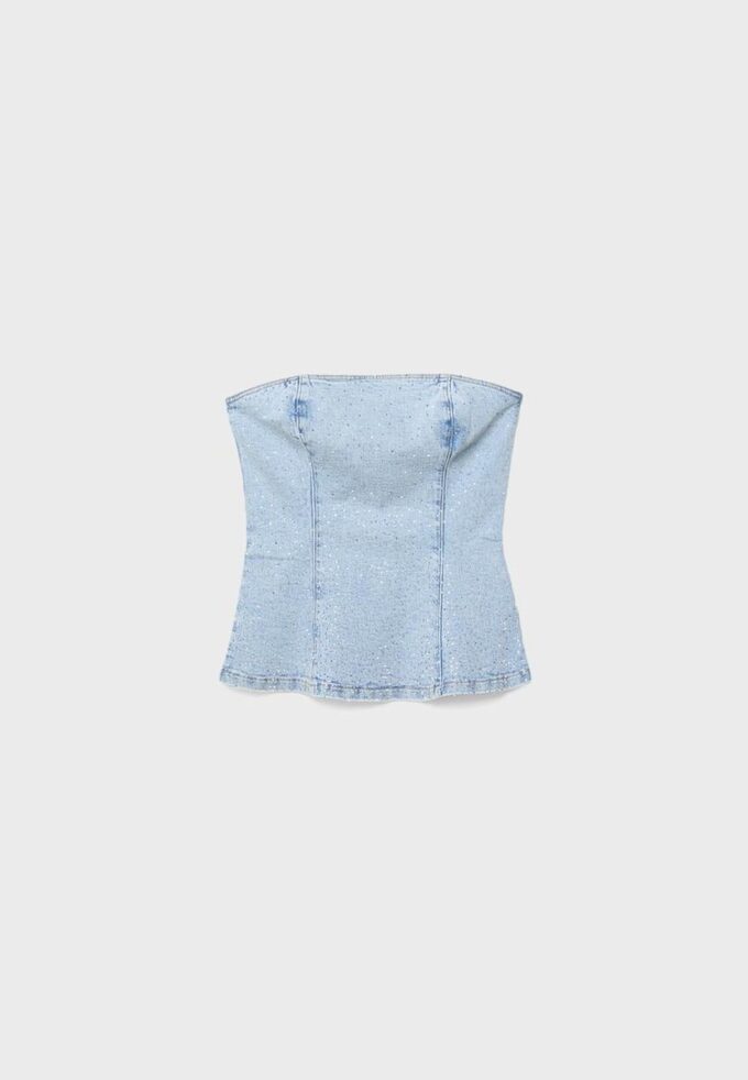 Glitrende bustier-topper i denim