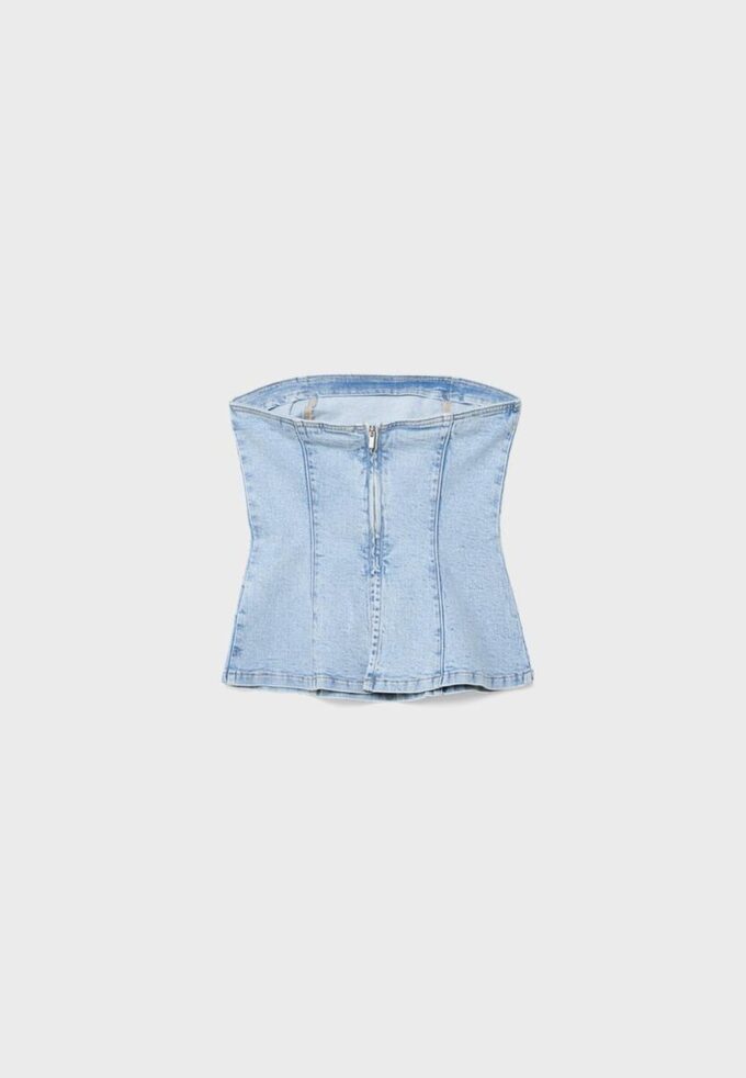 Glitrende bustier-topper i denim