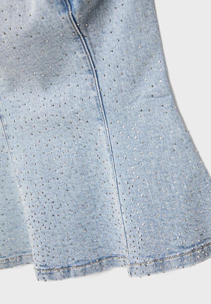 Glitrende bustier-topper i denim