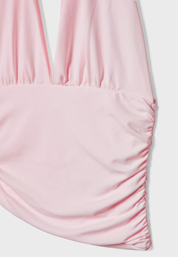 Halter-top med rynket bånd i nakken