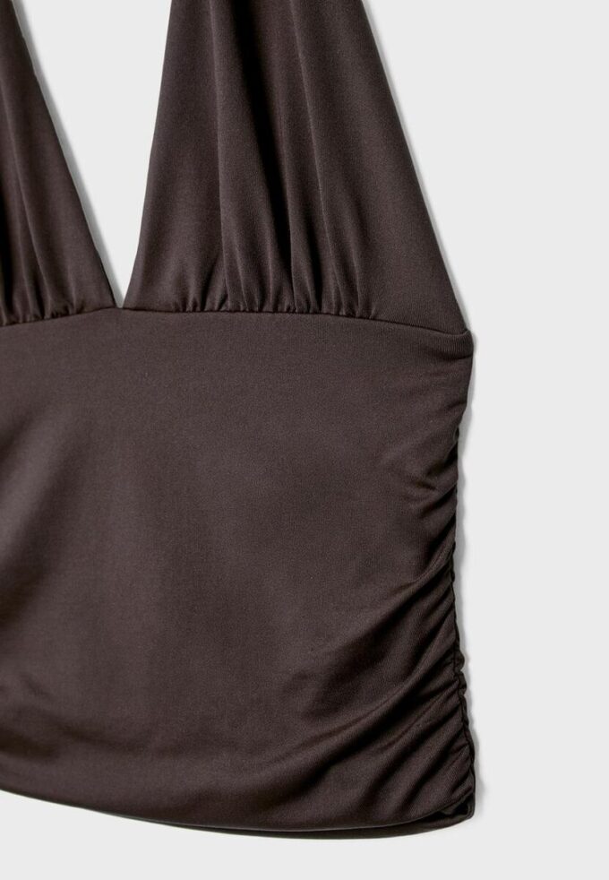 Halter-top med rynket bånd i nakken