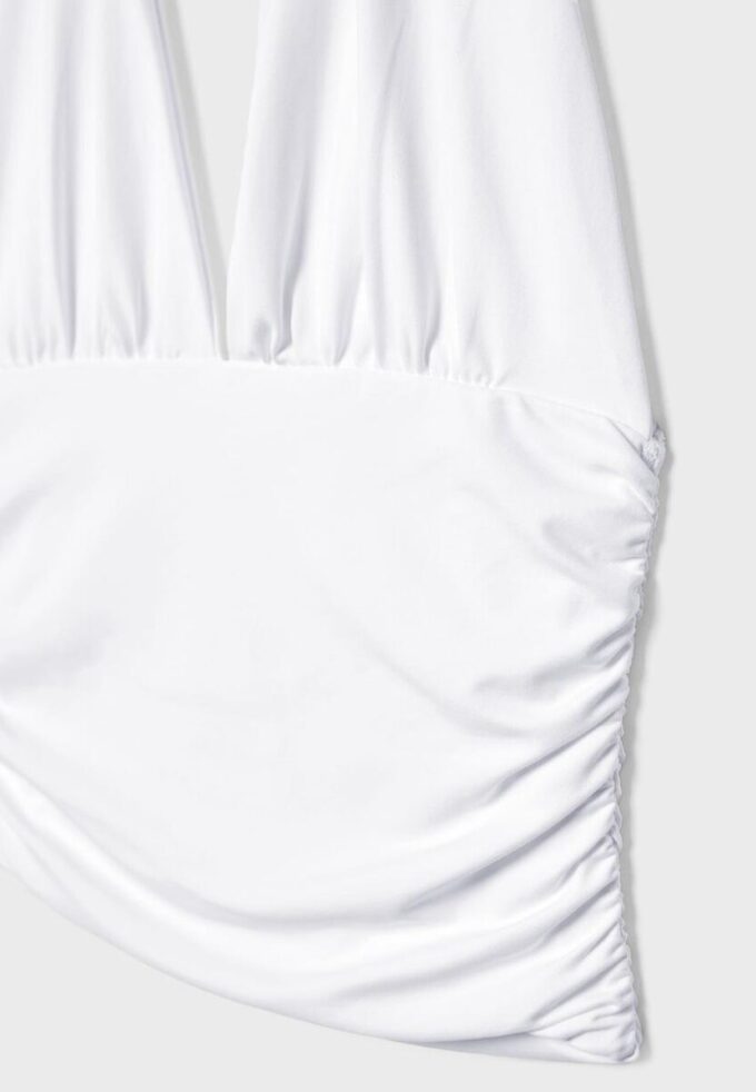 Halter-top med rynket bånd i nakken