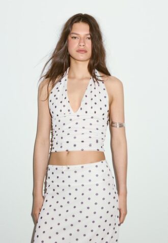 Haltertop i mesh med prikker