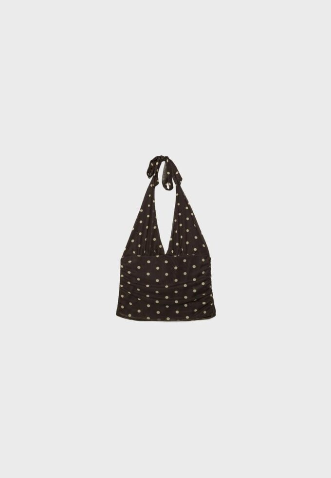 Haltertop i mesh med prikker