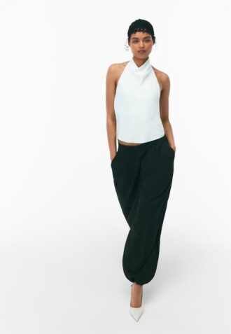 Haltertop med satineffekt