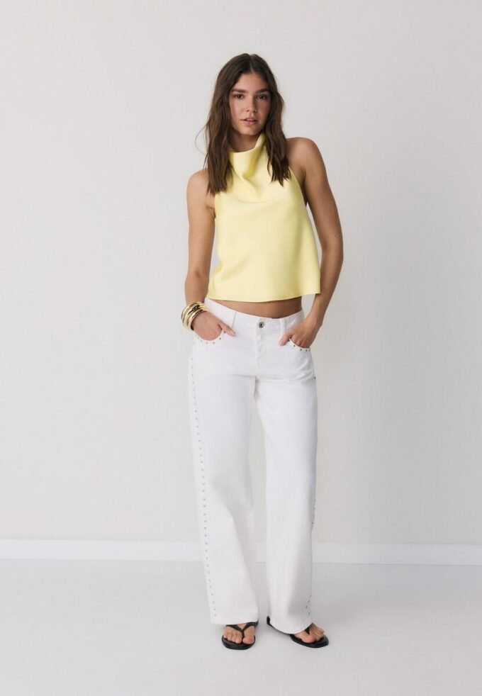 Haltertop med satineffekt