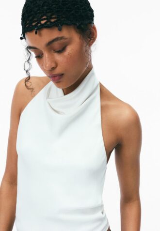 Haltertop med satineffekt