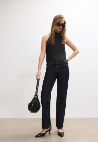 Haltertop med satineffekt