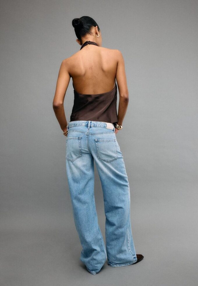 Haltertop med satineffekt