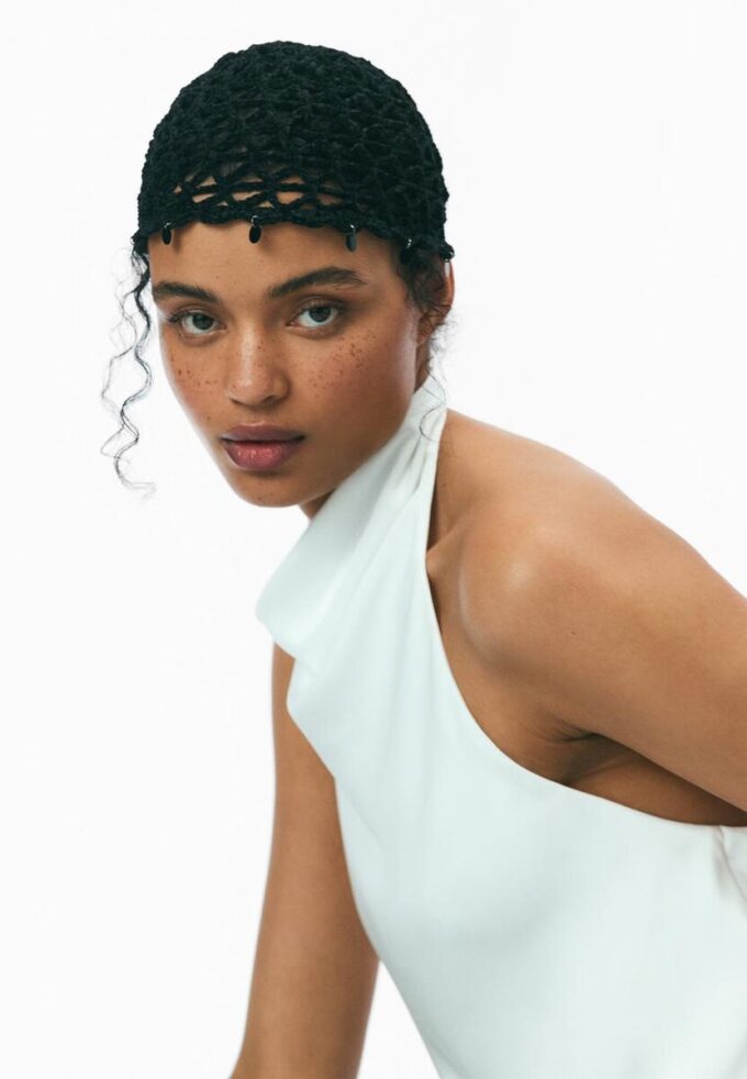 Haltertop med satineffekt