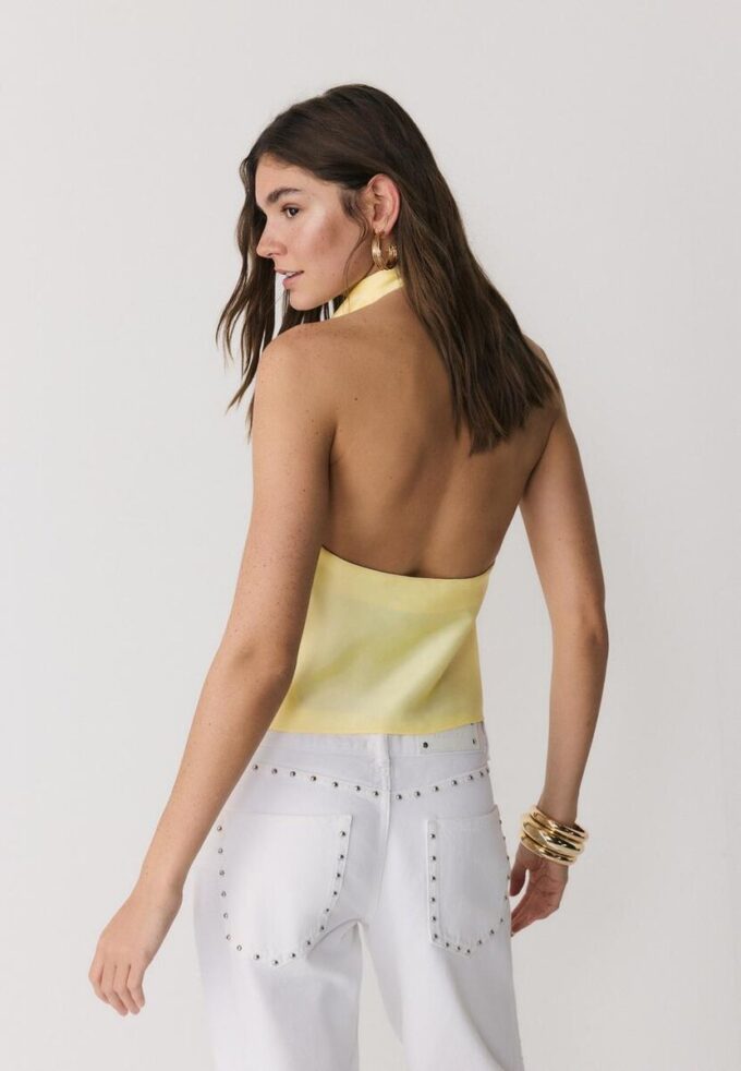 Haltertop med satineffekt