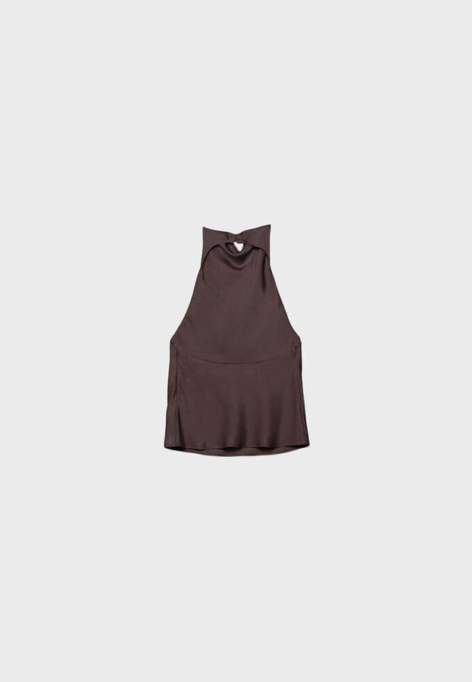 Haltertop med satineffekt