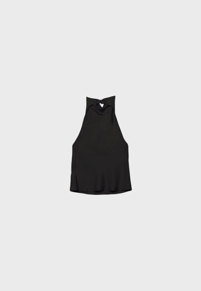 Haltertop med satineffekt