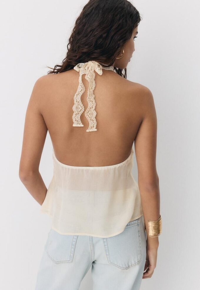 Haltertopper med blonder