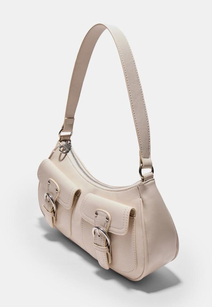 Halvmåne-skulderveske med lommer