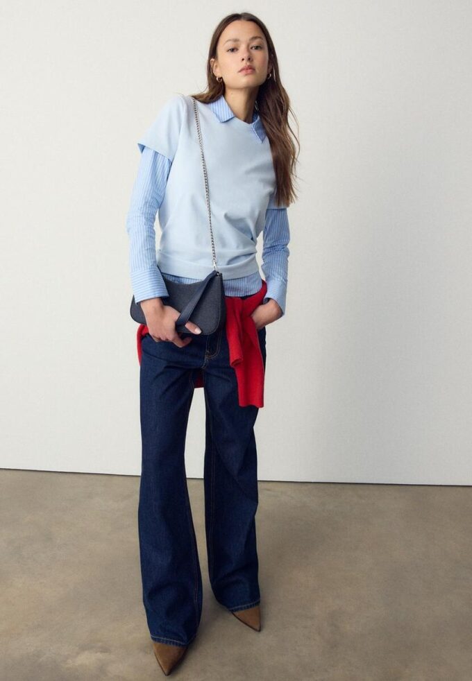 Halvmåneformet skulderveske i denim