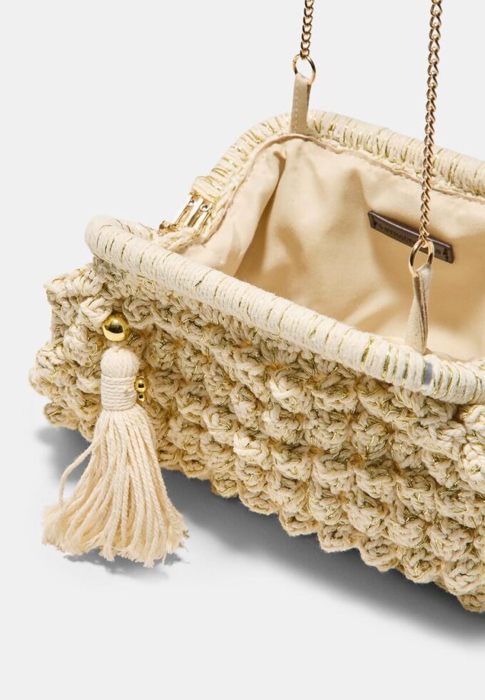 Heklet bøtteveske med metalltråd