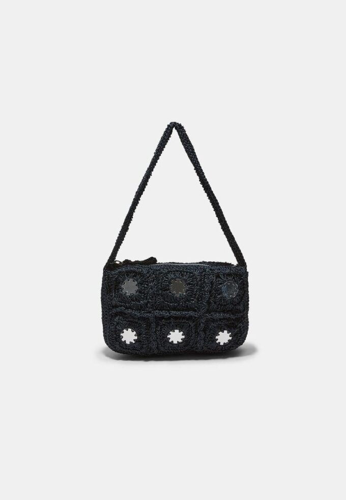 Heklet skulderveske med speil