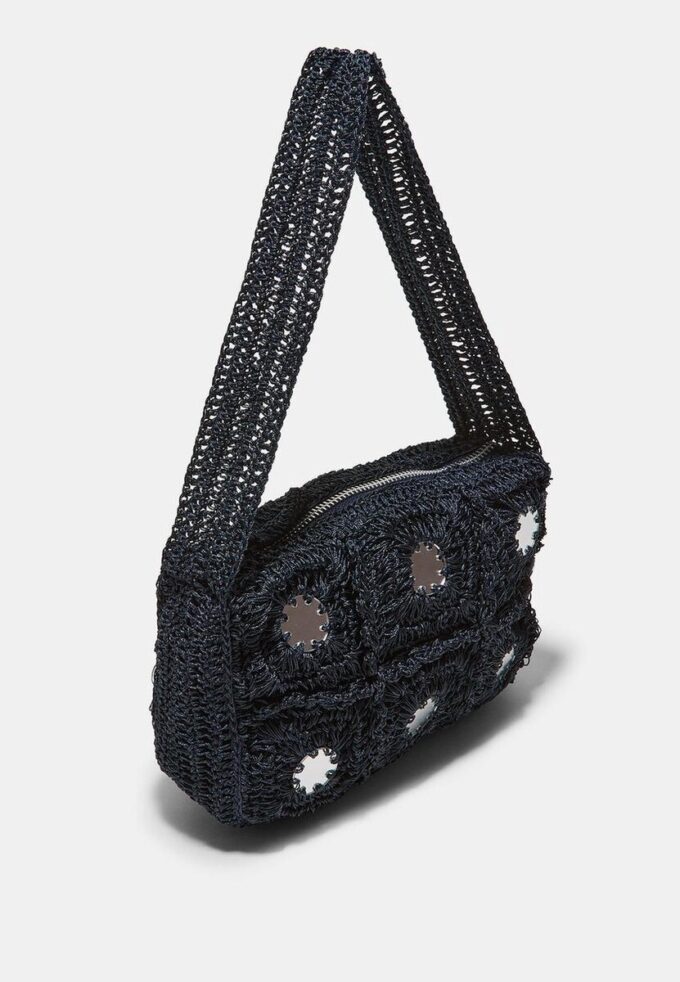 Heklet skulderveske med speil
