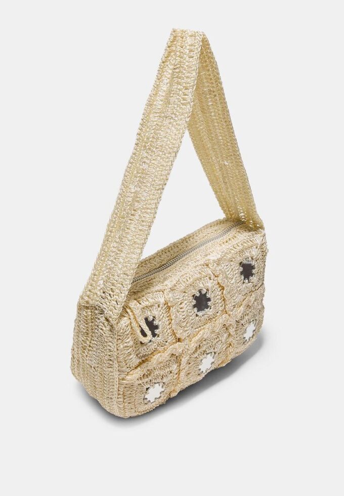 Heklet skulderveske med speil