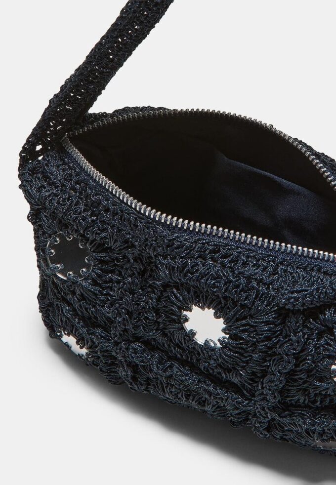 Heklet skulderveske med speil