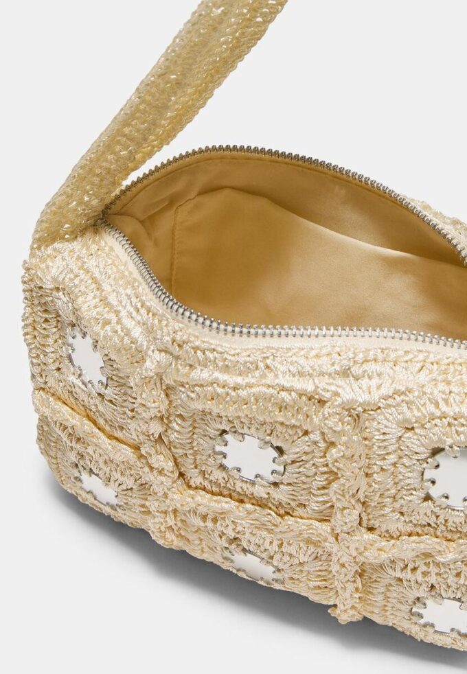 Heklet skulderveske med speil