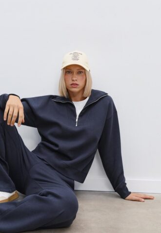 Høyhalset sweatshirt med glidelås