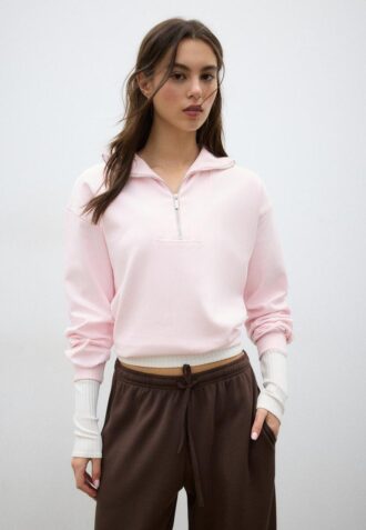 Høyhalset sweatshirt med glidelås