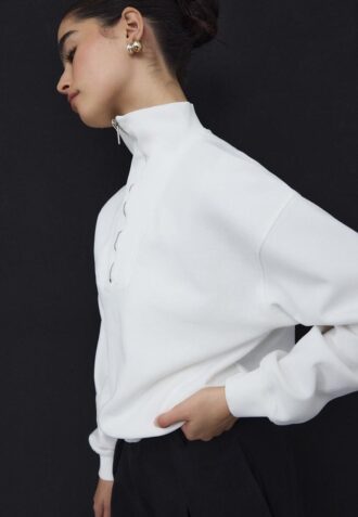 Høyhalset sweatshirt med glidelås