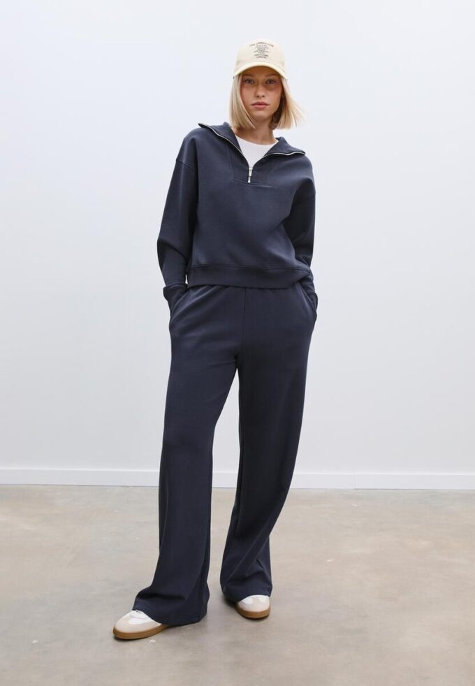 Høyhalset sweatshirt med glidelås