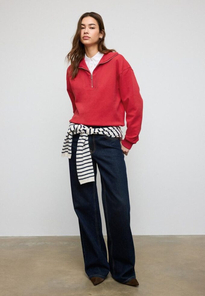 Høyhalset sweatshirt med glidelås