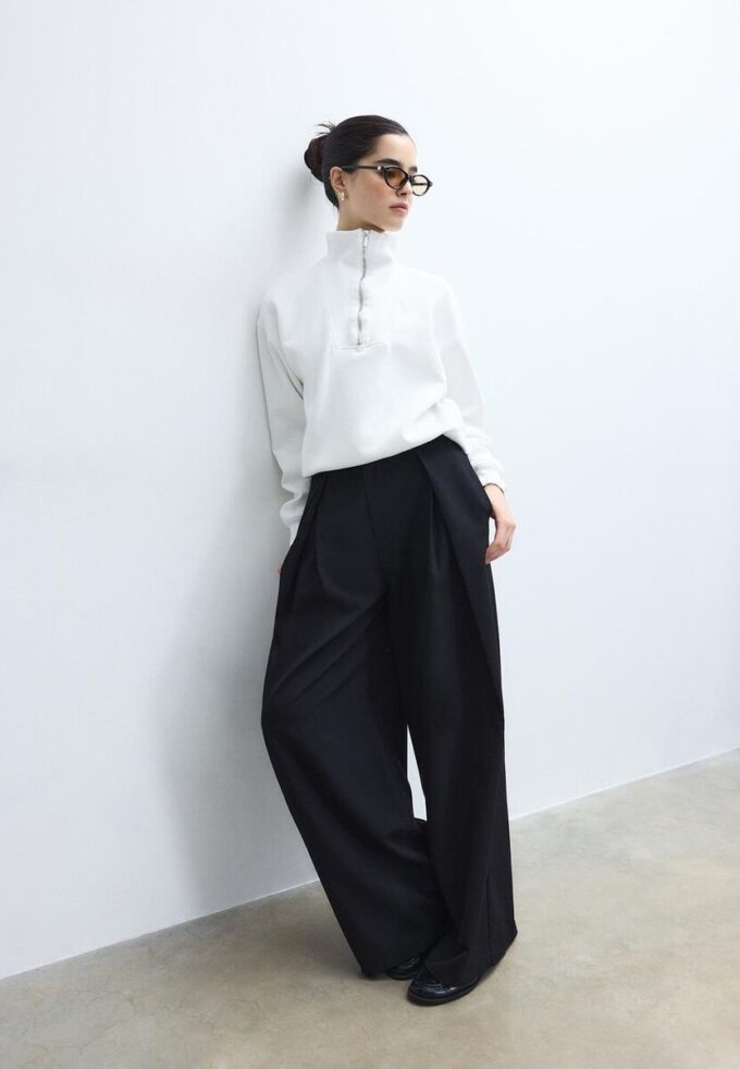 Høyhalset sweatshirt med glidelås