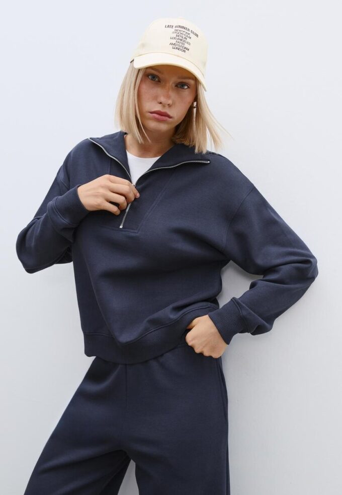 Høyhalset sweatshirt med glidelås