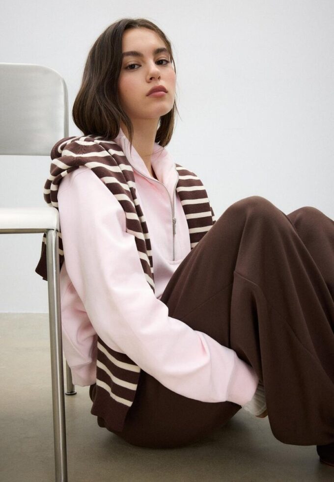 Høyhalset sweatshirt med glidelås