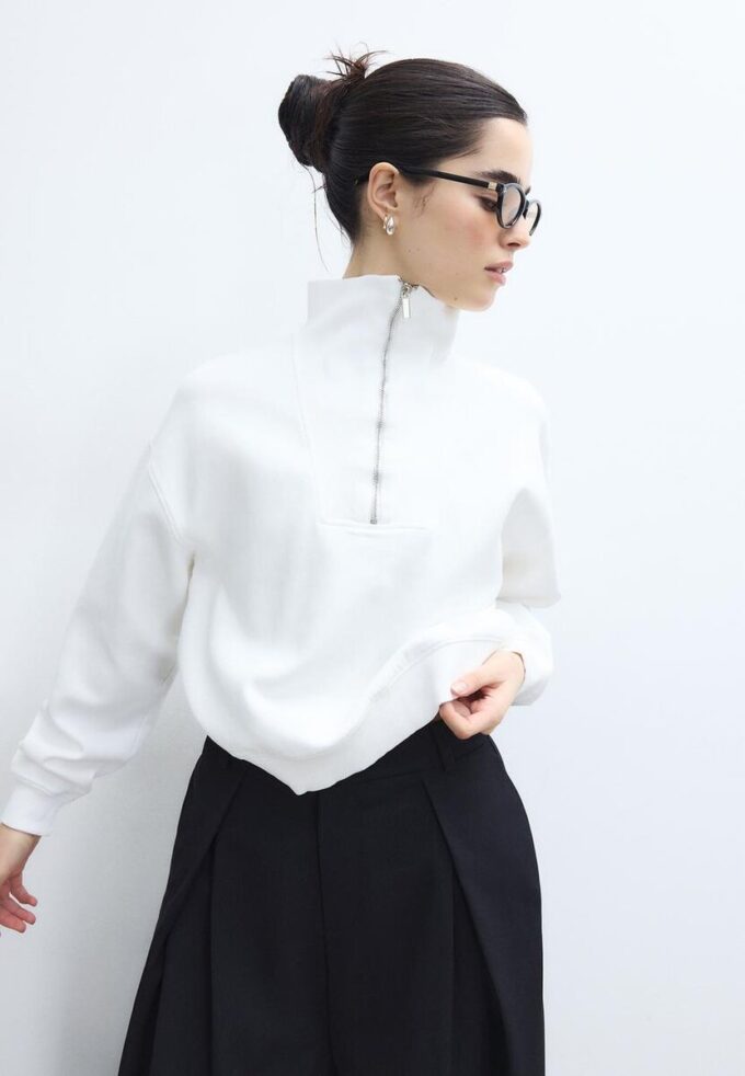 Høyhalset sweatshirt med glidelås