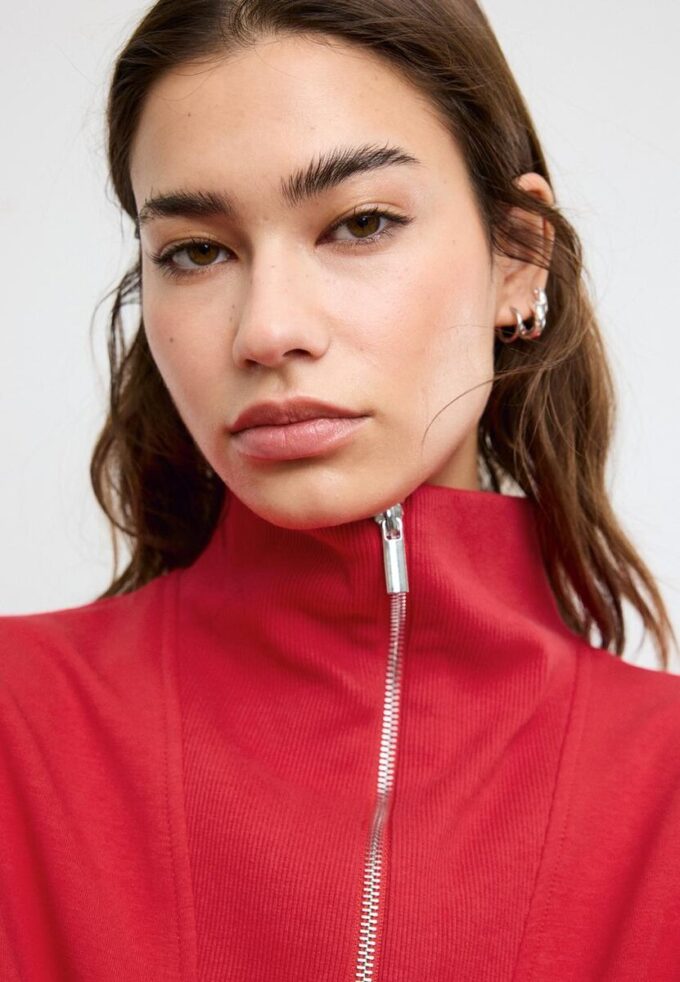 Høyhalset sweatshirt med glidelås