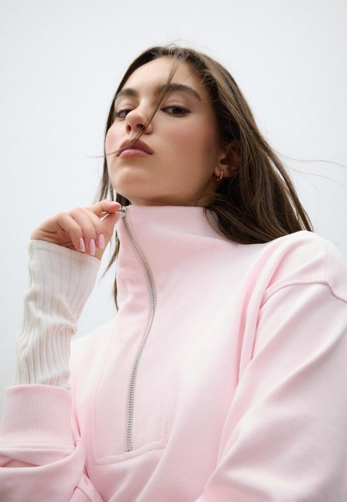 Høyhalset sweatshirt med glidelås