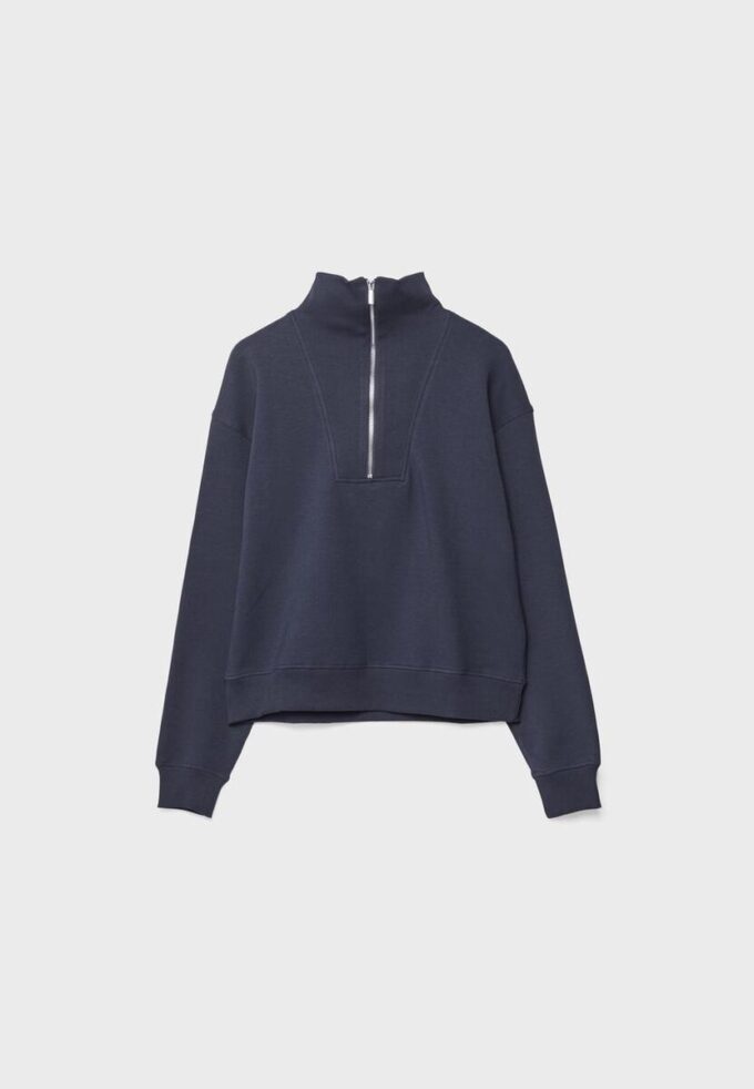 Høyhalset sweatshirt med glidelås
