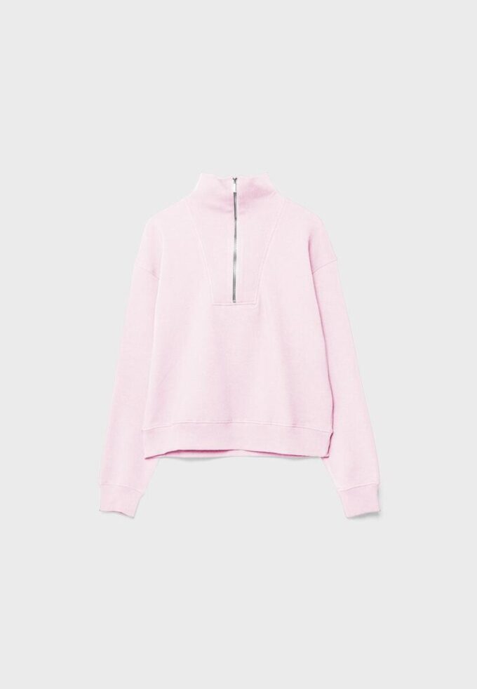 Høyhalset sweatshirt med glidelås