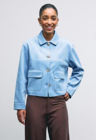 Jakke i imitert semsket skinn med lommer